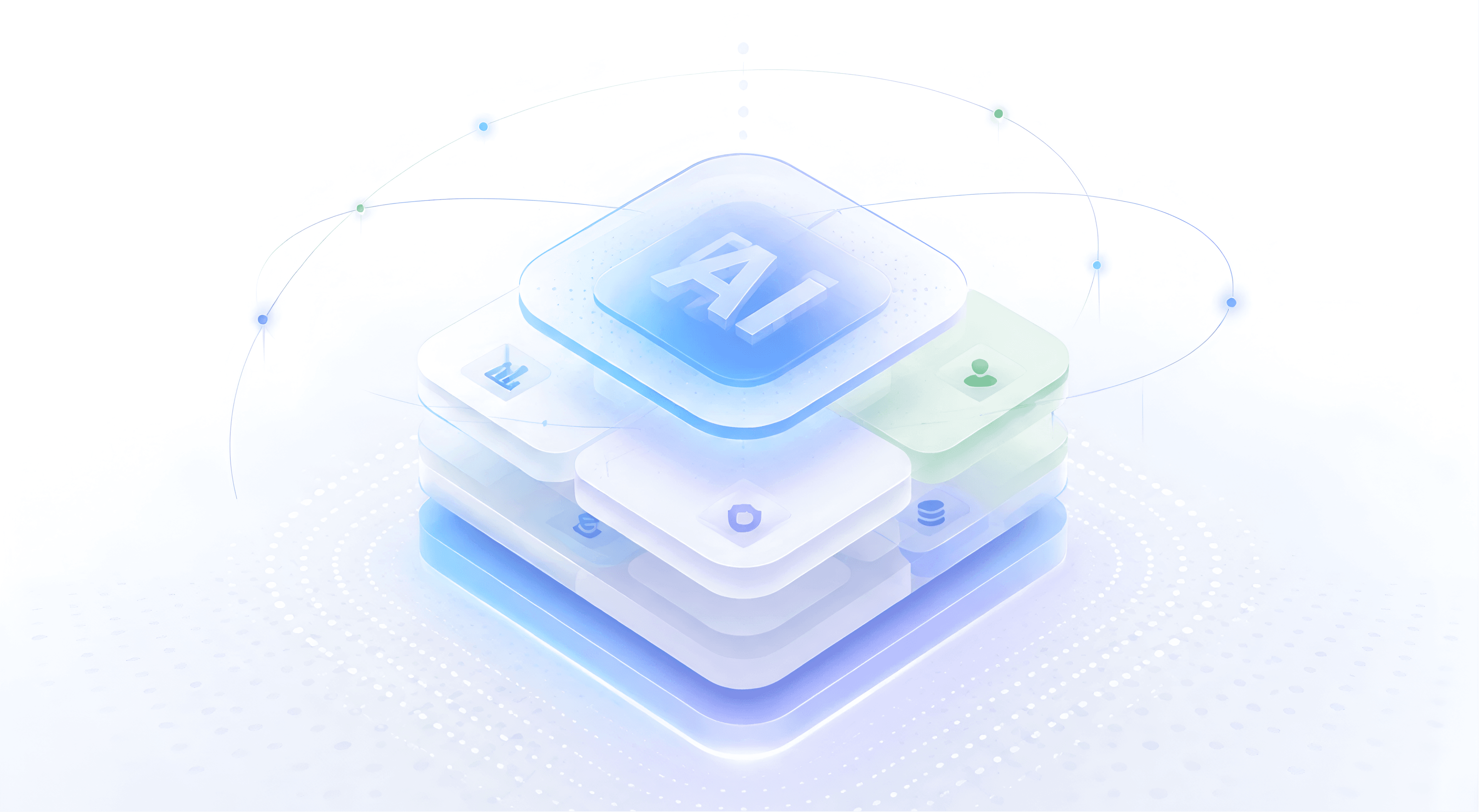 Diagram showing an AI core connecting idea, data, analyze, automate, and outcome stages